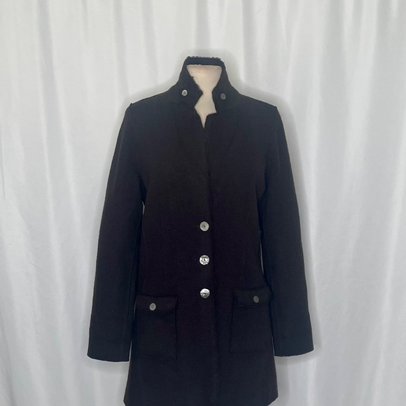 EILEEN FISHER Brown Felted Merino Wool Button Up Jacket Blazer Military Medium - Picture 4 of 14